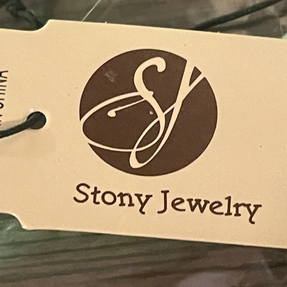 Stony Jewelry necklace, lime green, deep blue, rhinestone.​ - Picture 5 of 8